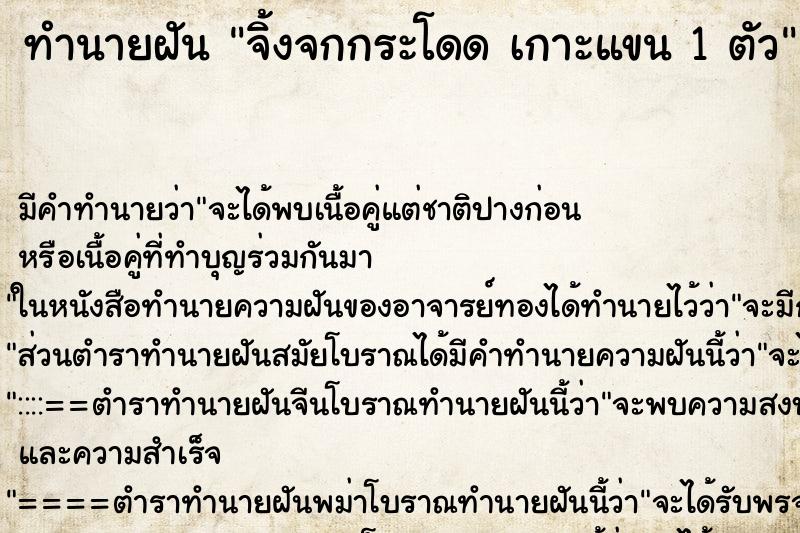 ทำนายฝันทำนายฝันจิ้งจกกระโดดเกาะแขน1ตัว